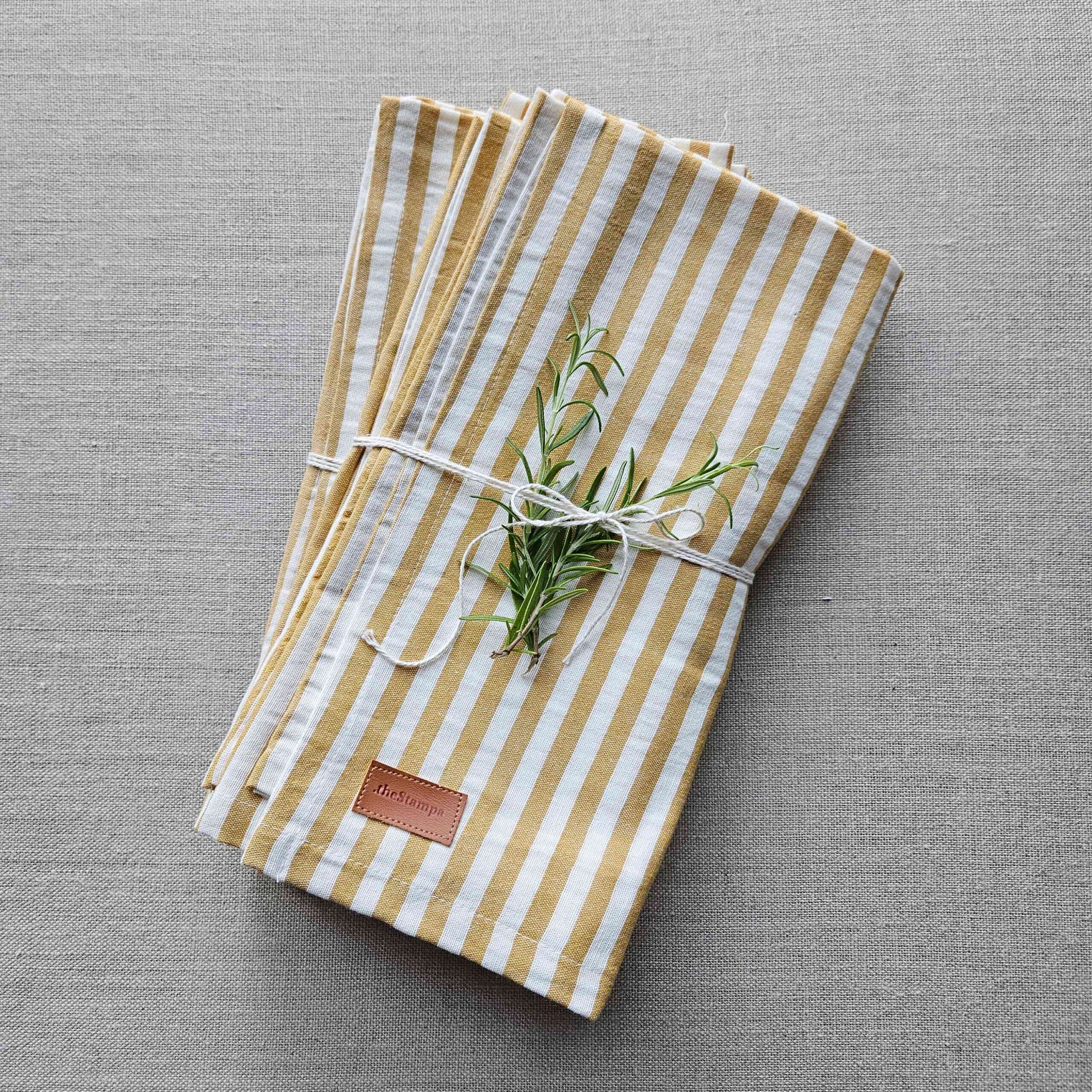 Linen Napkins Saffron Stripes Set of 4 Interior Design Toronto